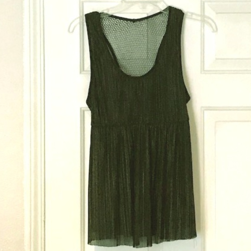 Shiny Baby-Doll Tank w/ Net Racer Back Tank Top